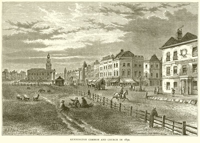 Kennington Common e Igreja em 1830 de English School