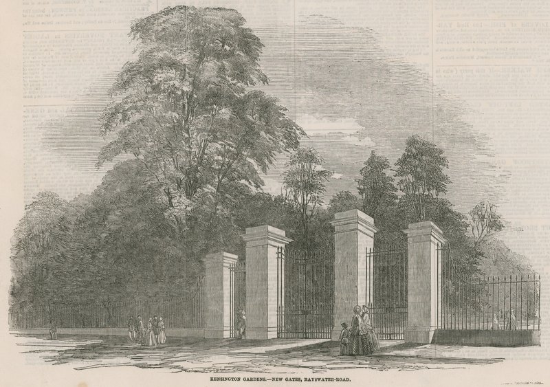 Kensington Gardens, novos portões, Bayswater Road, Londres de English School