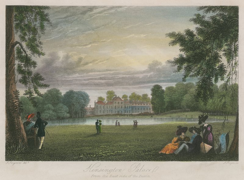 Kensington Palace, Londres, do lado leste da bacia de English School