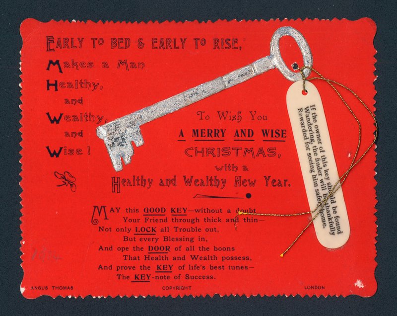Chave com tag, cartão de Natal de English School