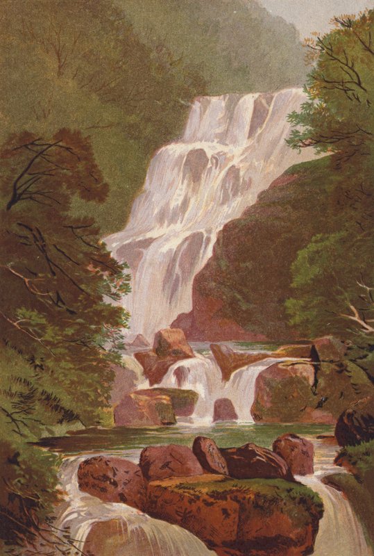 Killarney Lakes, Torc Waterfall (cor litho) de English School