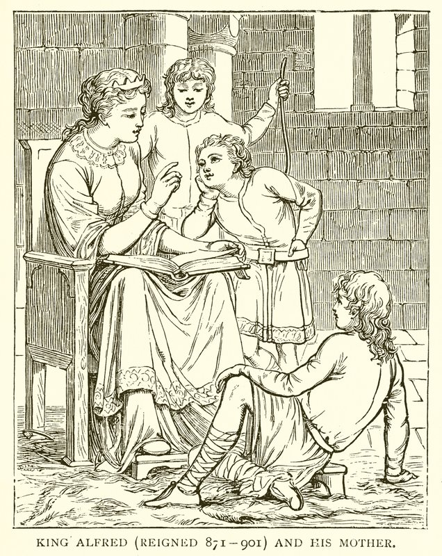 Rei Alfred (reinou de 871--901) e sua mãe de English School