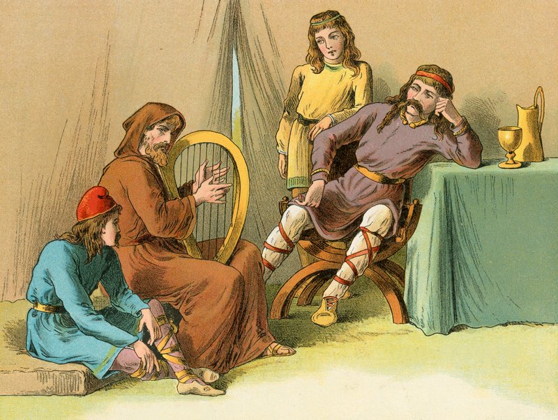Rei Alfredo na tenda de Guthrum de English School