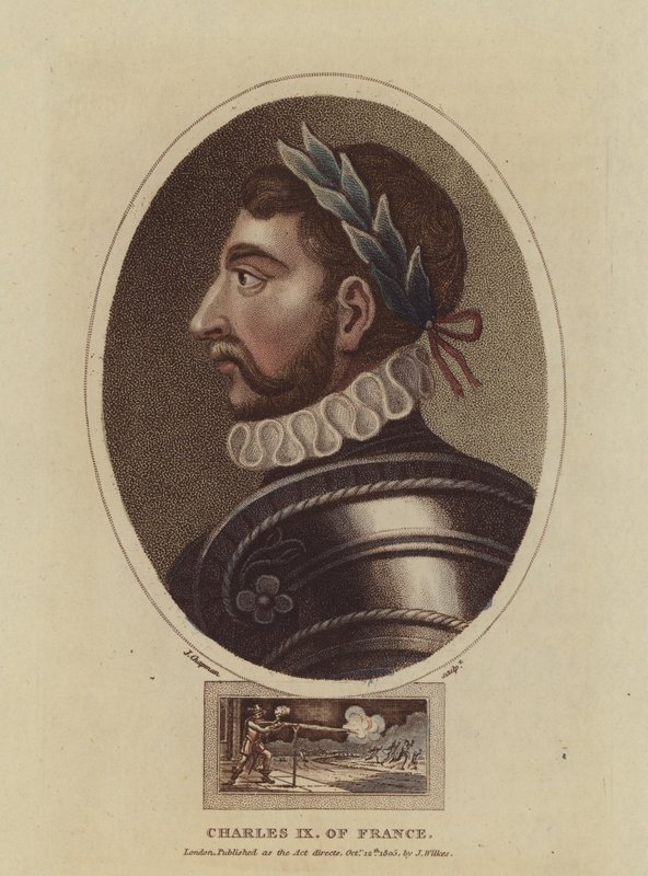 Rei Carlos IX da França (gravura a cores) de English School