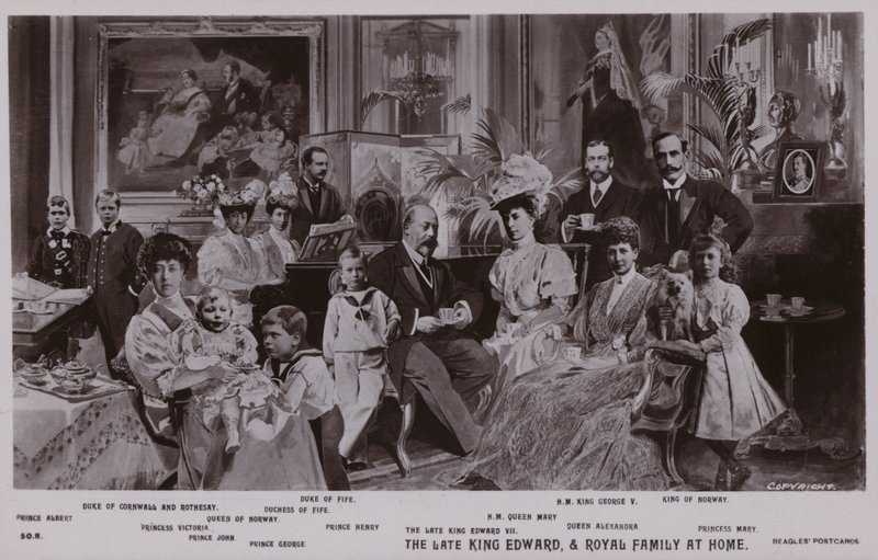 O Rei Eduardo VII e sua família (litho) de English School