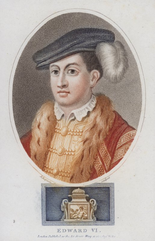 Rei Eduardo VI de Inglaterra (gravura a cores) de English School