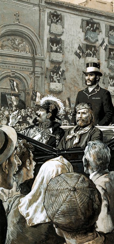 Rei Emmanuel foi proclamado publicamente rei da Itália por Garibaldi de English School