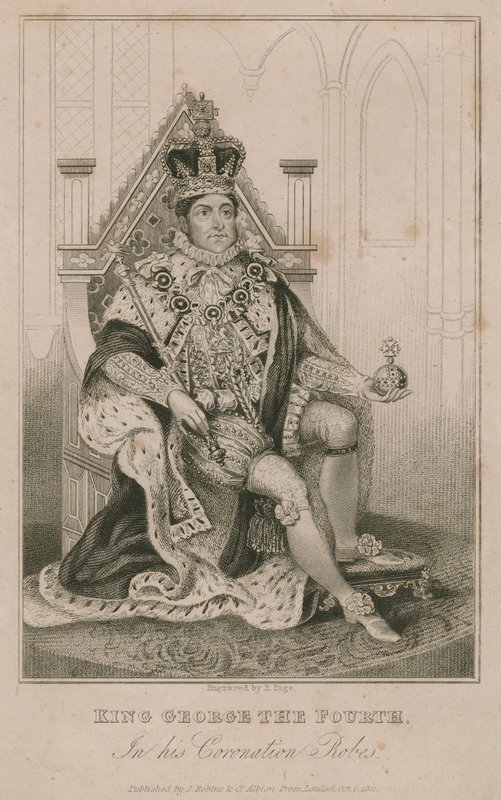 Rei George IV em suas vestes de coroação de English School