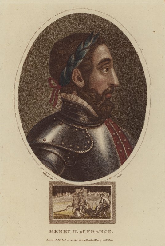 Rei Henrique II de França (gravura a cores) de English School