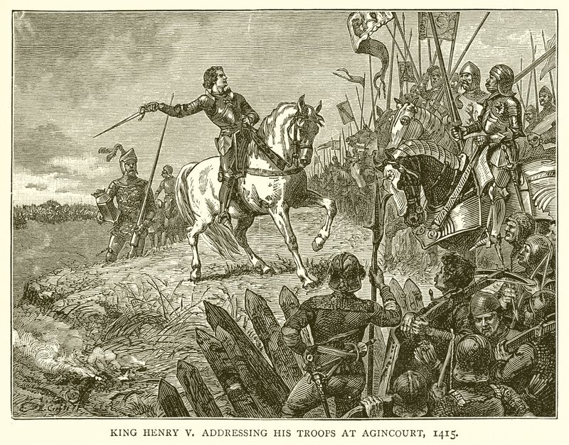 O rei Henrique V dirigindo-se às suas tropas em Agincourt, 1415 de English School