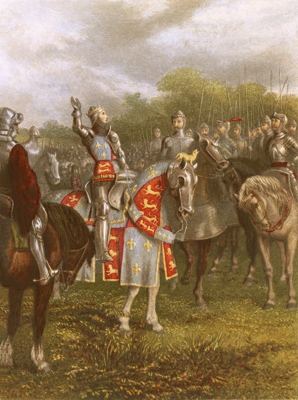 Rei Henrique V em Agincourt de English School
