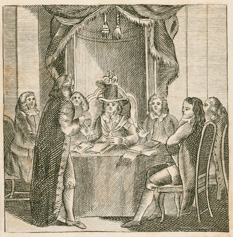 Rei James II recebendo inteligência da invasão planejada por William of Orange de English School