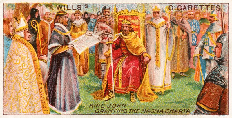 Rei John concedendo a Magna Charta de English School