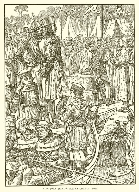 Rei João assinando Magna Charta, 1215 de English School