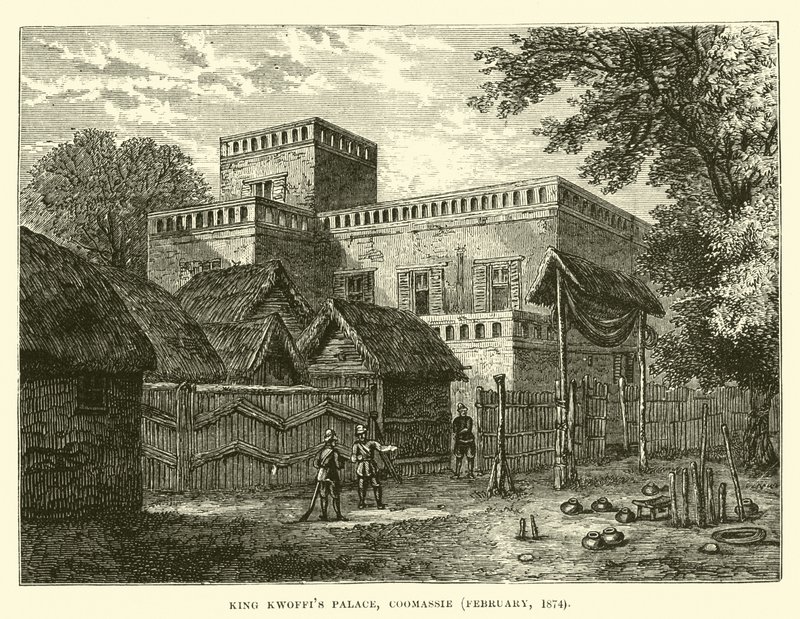 Palácio do Rei Kwoffis, Coomassie, fevereiro de 1874 de English School