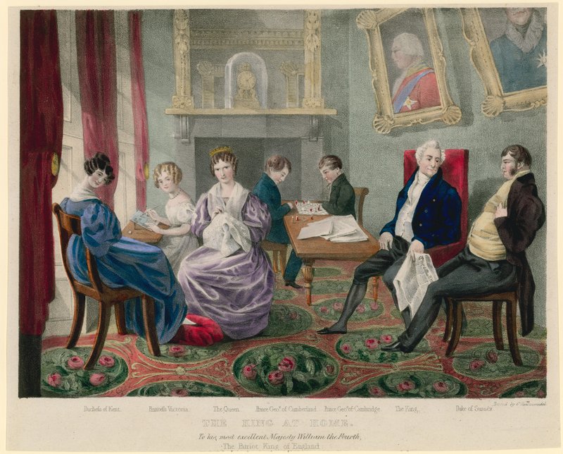 Rei William IV em casa com sua família de English School