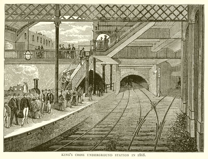 Estação de Metro Kings Cross em 1868 de English School