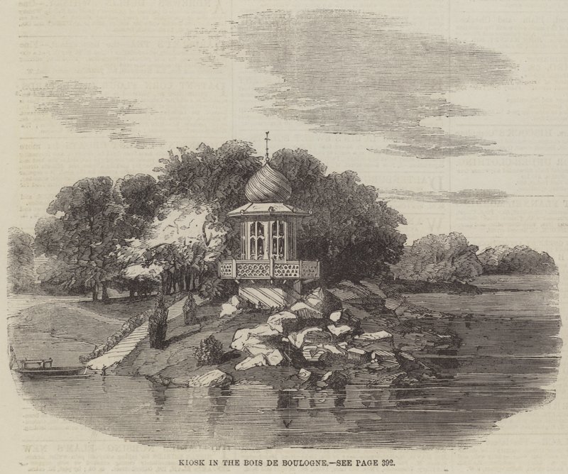 Quiosque no Bois de Boulogne (gravura) de English School