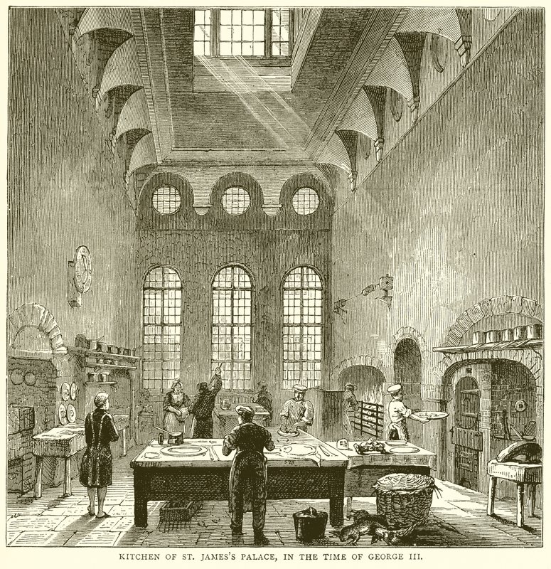 Cozinha do St. Jamess Palace, no tempo de George III de English School