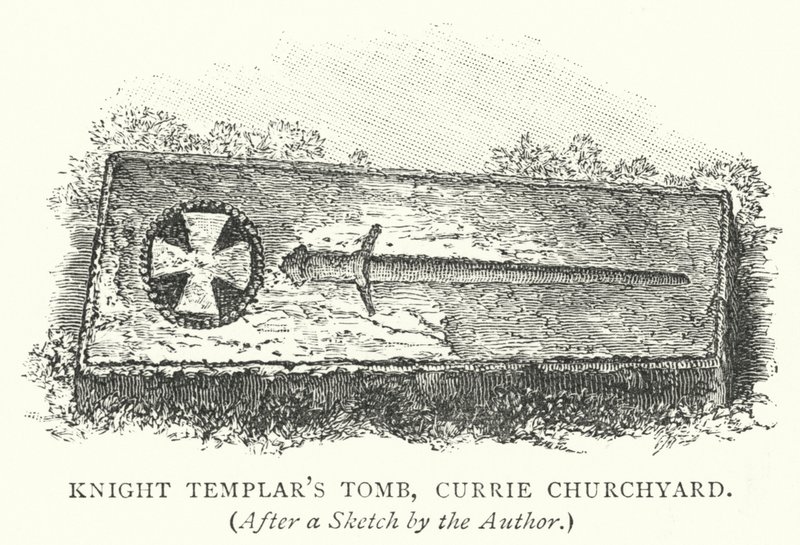 Túmulo do Cavaleiro Templário, Adro do Currie (gravura) de English School