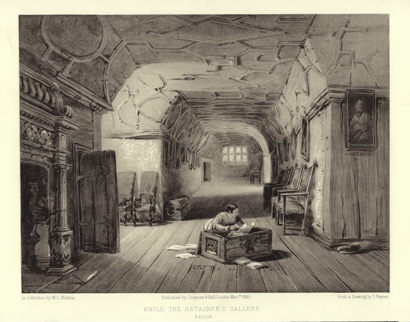 Knole, a galeria dos retentores (lithotint) de English School