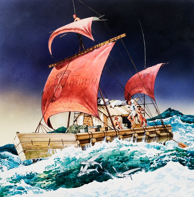 Kon-Tiki em sua viagem épica de English School