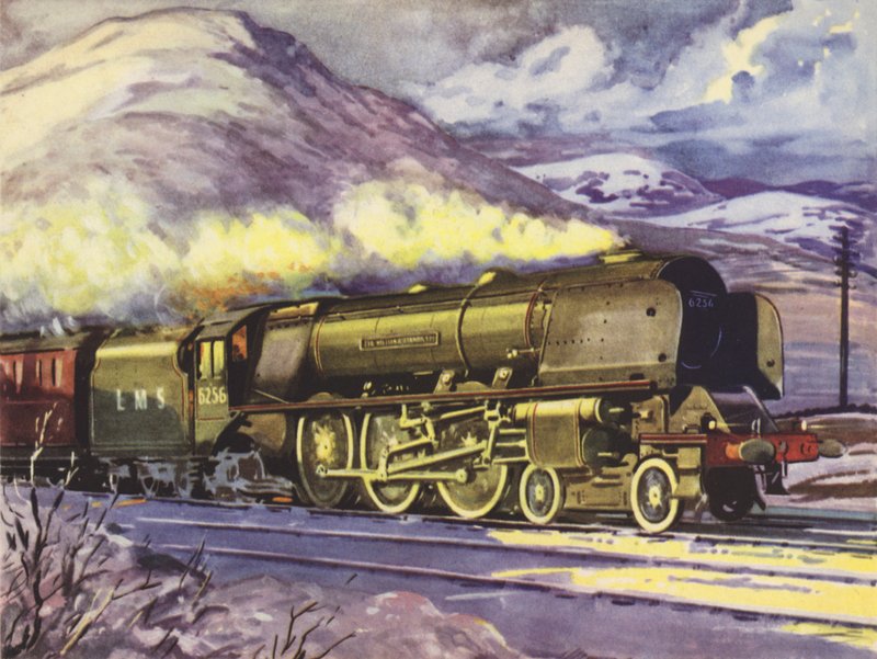 Regiões LM e S, classe "Coroação da Princesa" n.o 6256, Sir William Stanier, FRS (litografia a cores) de English School
