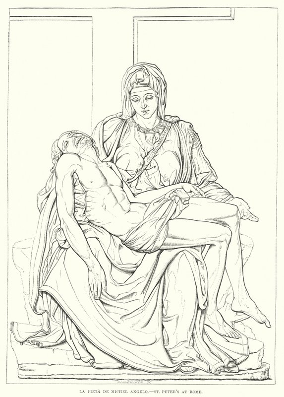 La Pieta De Michel Angelo, São Pedro em Roma (gravura) de English School