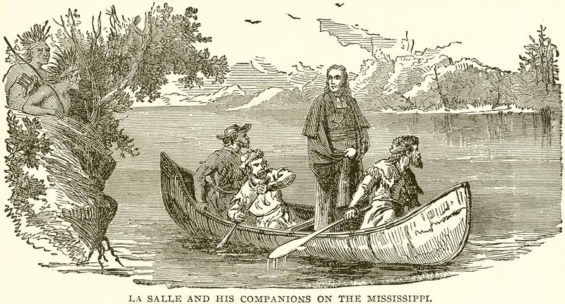 La Salle e seus companheiros no Mississippi de English School