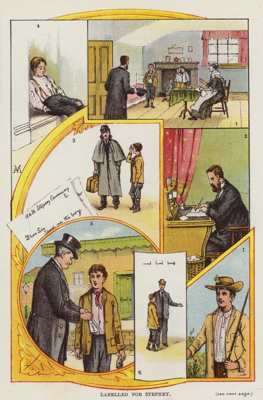 Etiquetado para Stepney (cor litho) de English School