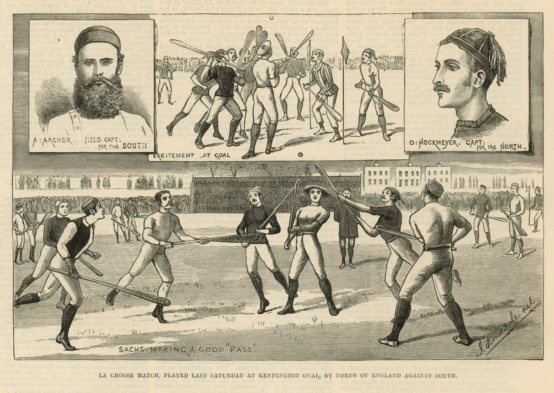 Jogo de lacrosse jogado no último sábado no Kennington Oval pelo Norte da Inglaterra contra o Sul de English School