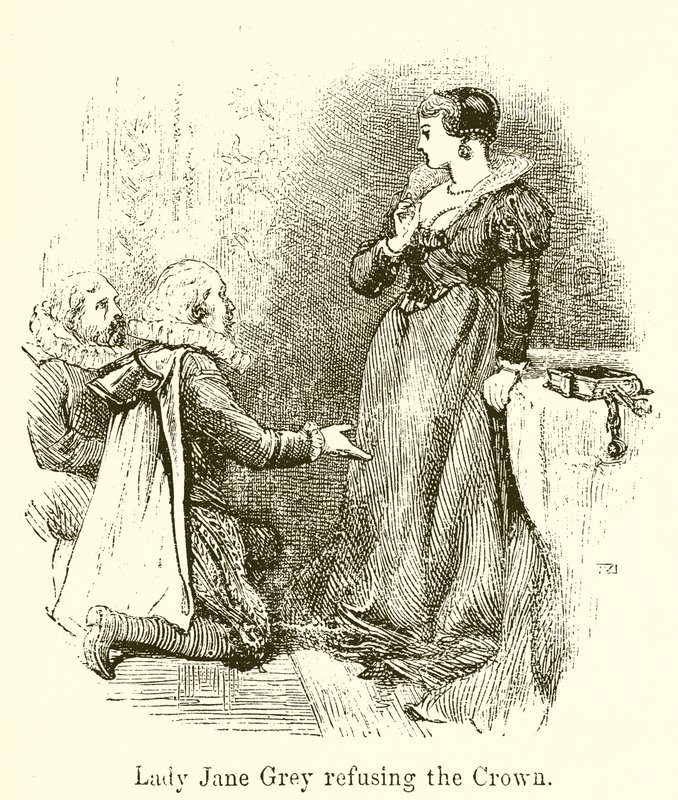 Lady Jane Gray recusando a coroa de English School