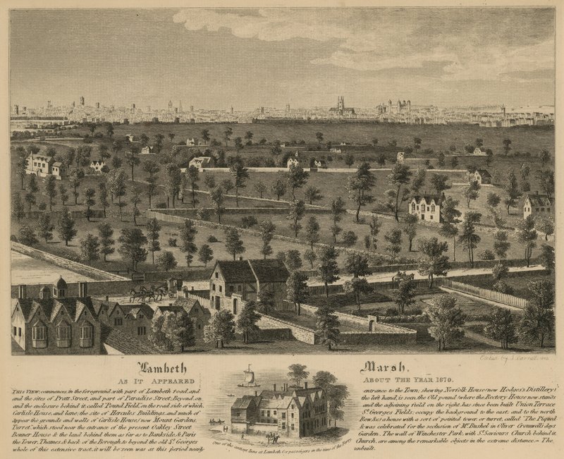 Lambeth Marsh como apareceu no ano de 1670 de English School