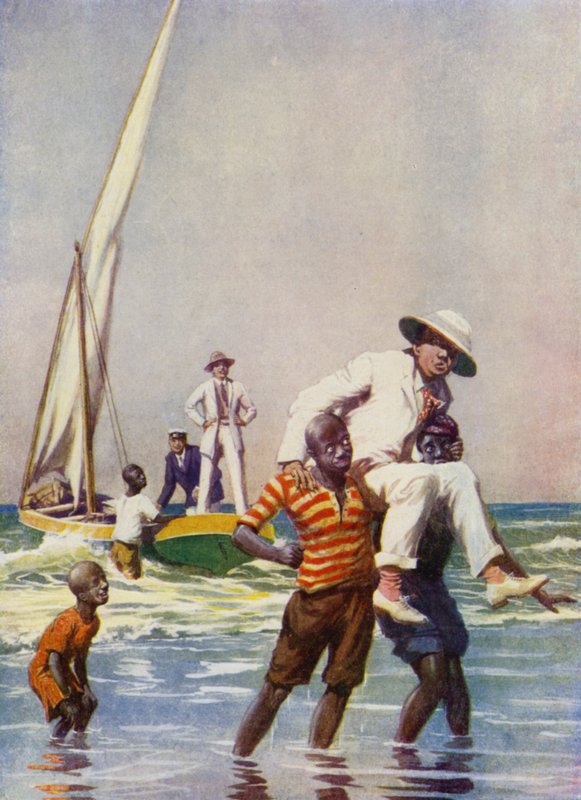 Desembarque na África Oriental (lito colorido) de English School