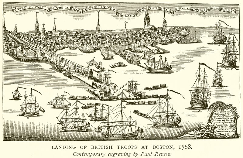 Aterrissagem de tropas britânicas em Boston, 1768 de English School