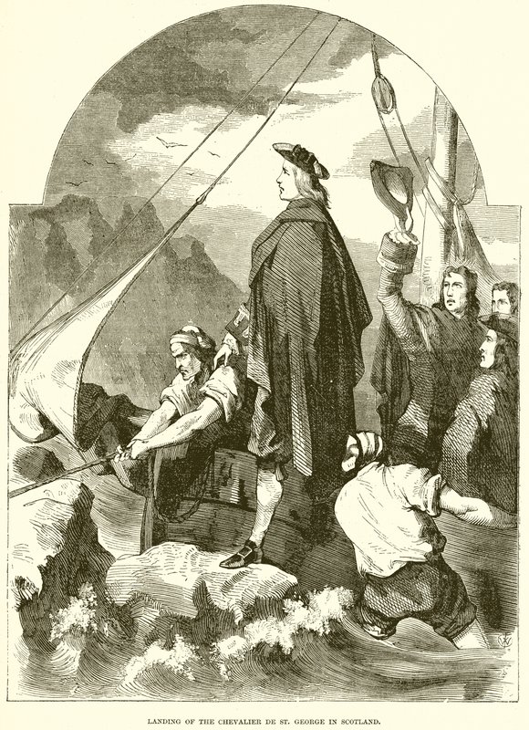 Aterrissagem do Chevalier de St. George na Escócia de English School