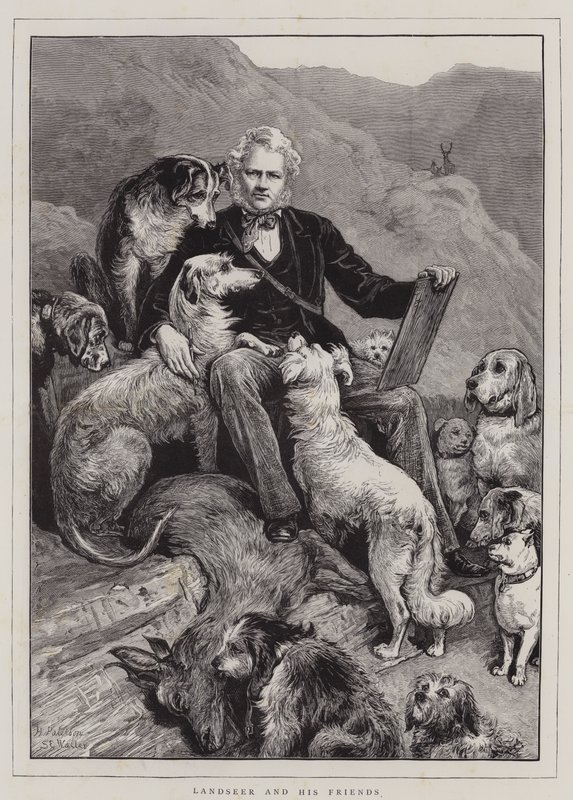 Landseer and his Friends (gravura) de English School