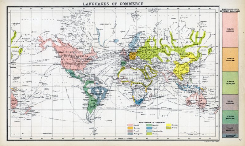 Línguas de comércio (litografia a cores) de English School