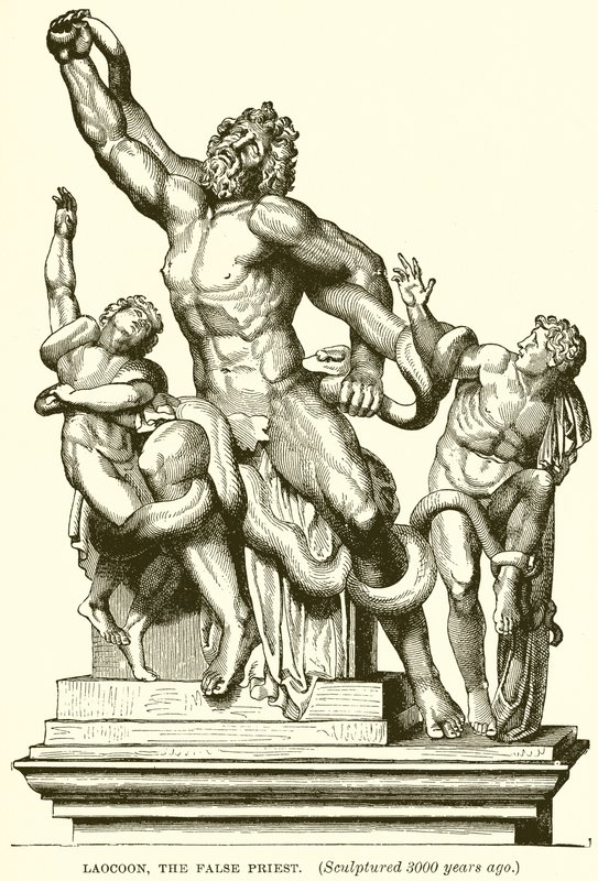 Laocoonte, o Falso Sacerdote. (Esculpida há 3000 anos) (gravura) de English School