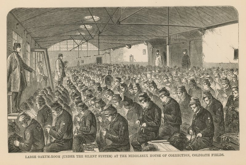 Grande sala de carvalho na Middlesex House of Correction de English School