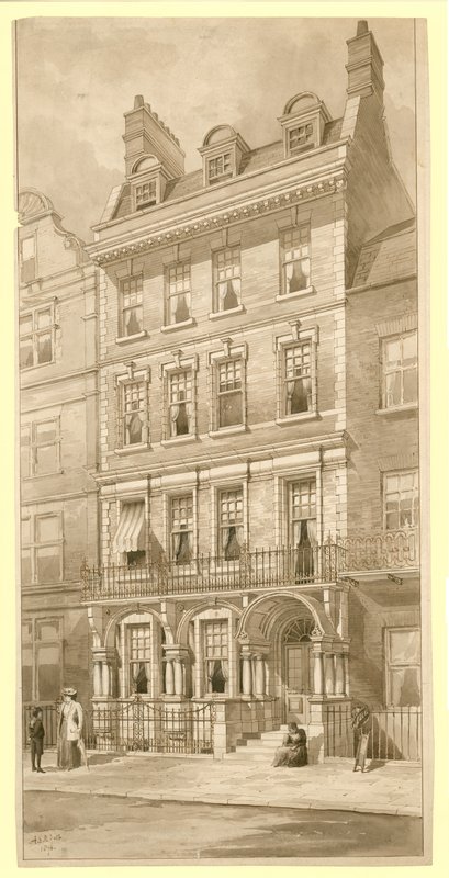 Última casa no canto da Bedford Square e Adeline Street, em Londres (wc no papel) de English School
