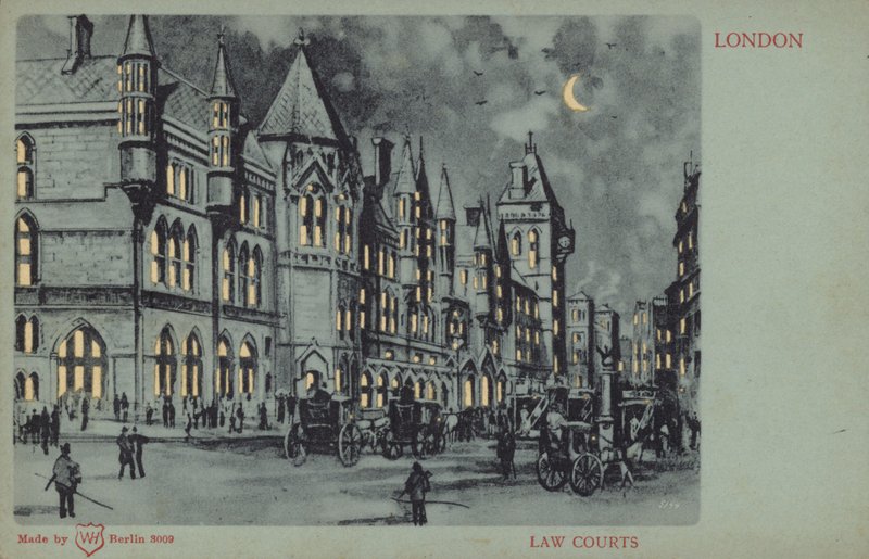 Law Courts, Londres (litografia a cores) de English School