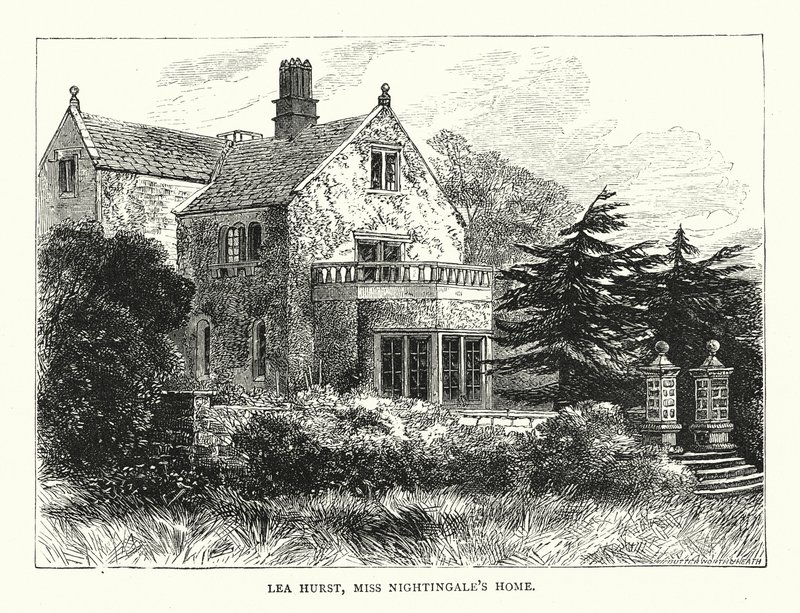 Lea Hurst, casa de Miss Nightingale (gravura) de English School
