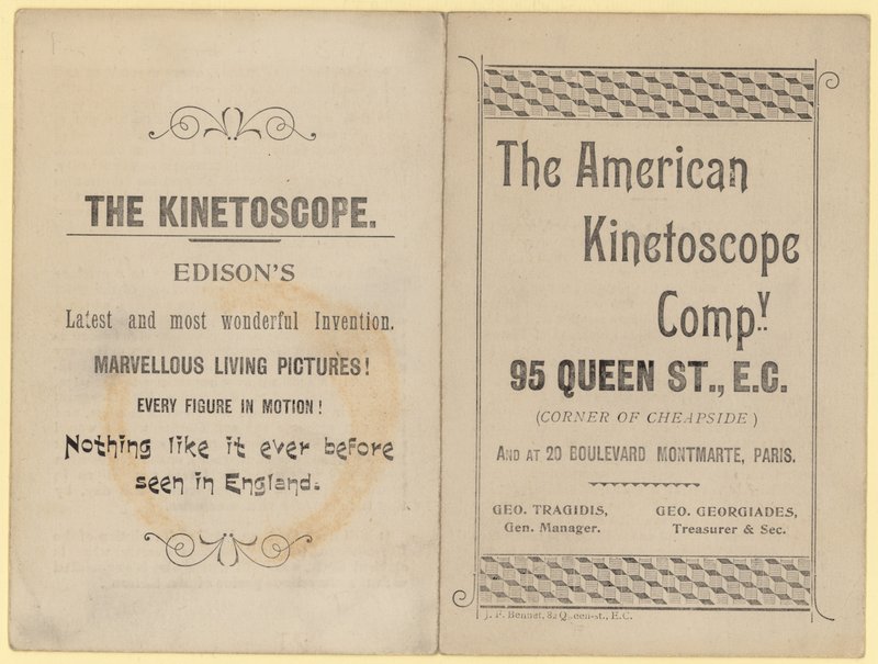 Folheto publicitário O Kinetoscope de English School