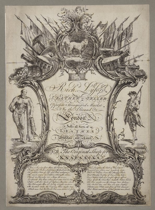 Vendedor de couro, cartão de comércio de English School