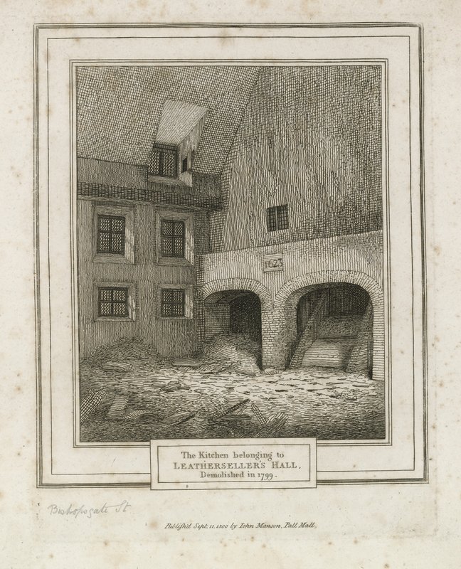 Salão dos Leathersellers, rua de Bishopsgate. Demolido 1799 de English School