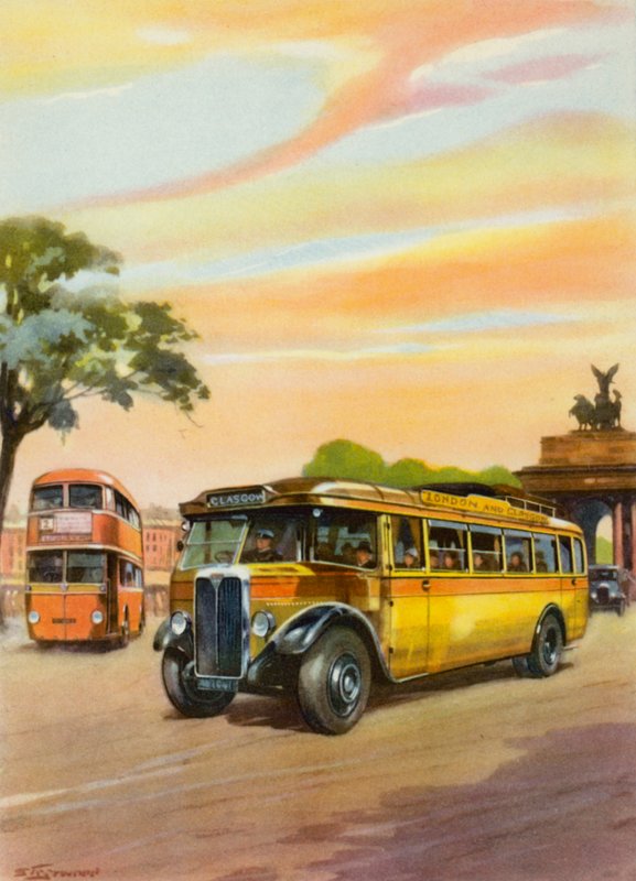 Partida de Londres para Glasgow (litografia a cores) de English School