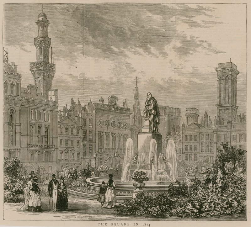 Leicester Square, Londres, em 1874 de English School