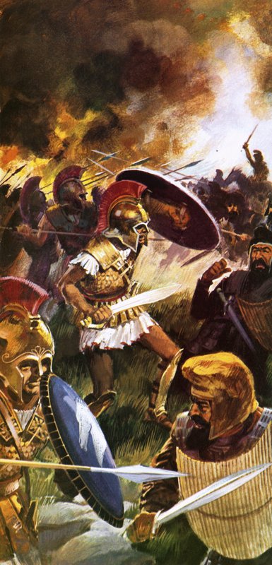 Leonidas e suas tropas lutando até o fim de English School