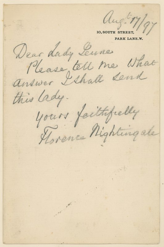 Carta de Florence Nightingale de English School